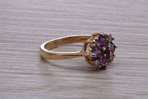 Amethyst and Diamond set Yellow Gold Cluster Ring