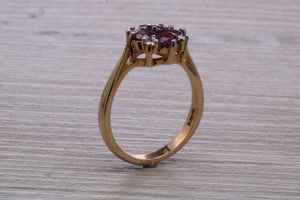 Amethyst and Diamond set Yellow Gold Cluster Ring