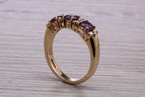 Amethyst and Diamond set Yellow Gold Ring