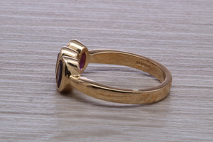 Natural Amethyst Trilogy set Yellow Gold Ring