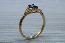 Load image into Gallery viewer, Oval cut Blue Sapphire and Diamond Ring