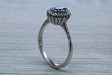 Load image into Gallery viewer, Halo set Blue Sapphire and Diamond Ring