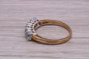 Sky Blue Topaz and Diamond set Yellow Gold Ring