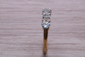 Sky Blue Topaz and Diamond set Yellow Gold Ring