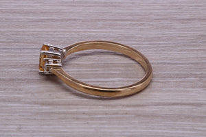 Petite Citrine and Diamond set Yellow Gold Trilogy Ring