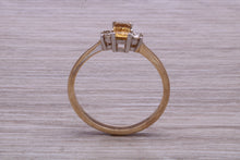 Load image into Gallery viewer, Petite Citrine and Diamond set Yellow Gold Trilogy Ring