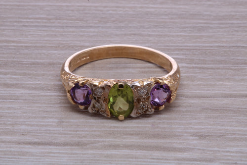 Multi Gemstone set Yellow Gold Ring