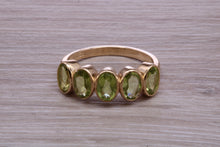 Load image into Gallery viewer, 1.50 carat Five stone Peridot Gemstone set Gold Ring
