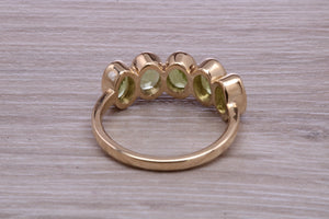 1.50 carat Five stone Peridot Gemstone set Gold Ring