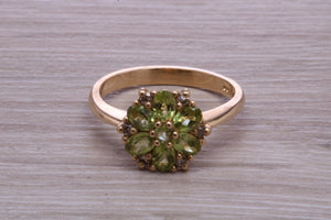 Peridot and Diamond Gemstone Cluster Ring