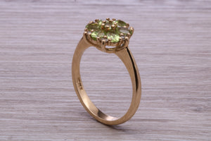 Peridot and Diamond Gemstone Cluster Ring