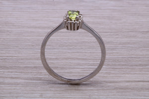 Peridot and Diamond Gemstone set Cluster Ring