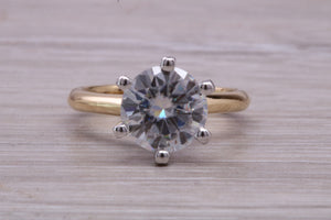 One carat Moissanite Diamond set Two Tone Gold Solitaire