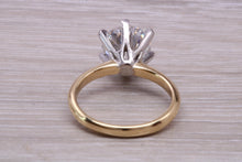 Load image into Gallery viewer, One and Half carat Moissanite Diamond set in this Beautiful 18ct Yellow Gold and Platinum Solitaire