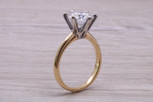 Load image into Gallery viewer, One and Half carat Moissanite Diamond set in this Beautiful 18ct Yellow Gold and Platinum Solitaire