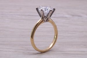 One and Half carat Moissanite Diamond set in this Beautiful 18ct Yellow Gold and Platinum Solitaire