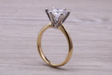 Load image into Gallery viewer, One and Half carat Moissanite Diamond set in this Beautiful 18ct Yellow Gold and Platinum Solitaire