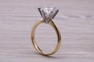 One and Half carat Moissanite Diamond set in this Beautiful 18ct Yellow Gold and Platinum Solitaire