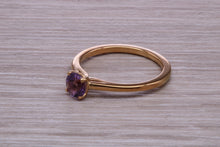 Load image into Gallery viewer, Quarter carat Natural Amethyst set Yellow Gold Solitaire