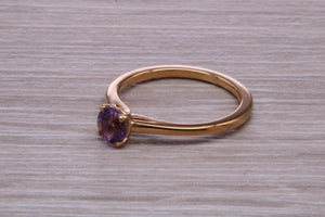 Quarter carat Natural Amethyst set Yellow Gold Solitaire