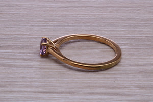 Quarter carat Natural Amethyst set Yellow Gold Solitaire