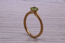 Load image into Gallery viewer, Round cut Quarter carat Peridot set Solitaire Ring