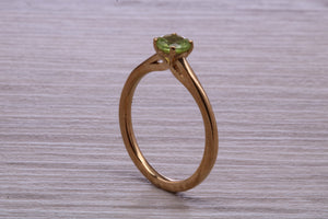 Round cut Quarter carat Peridot set Solitaire Ring