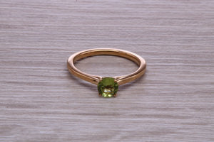 Round cut Quarter carat Peridot set Solitaire Ring