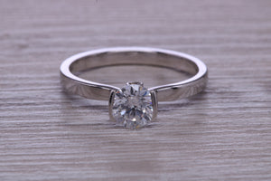 One carat Moissanite Diamond set in Four Claw Platinum Solitaire