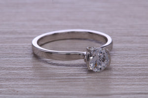 One carat Moissanite Diamond set in Four Claw Platinum Solitaire