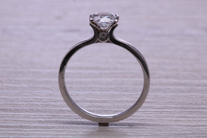 One carat Moissanite Diamond set in Four Claw Platinum Solitaire