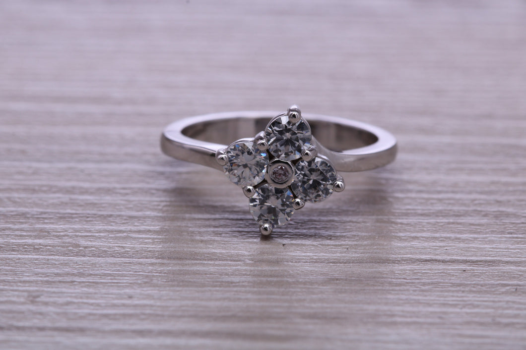 Moissanite Diamond Cluster set Platinum Ring