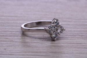 Moissanite Diamond Cluster set Platinum Ring