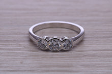 Load image into Gallery viewer, One carat Moissanite Diamond Trilogy set Platinum Ring