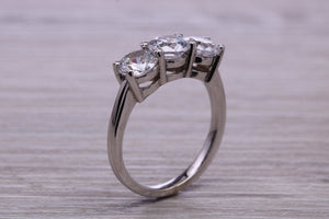 1.50ct 3 Round cut Moissanite Diamond set Platinum Ring