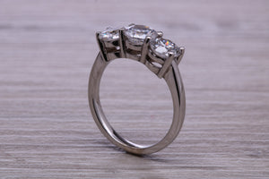 1.50ct 3 Round cut Moissanite Diamond set Platinum Ring