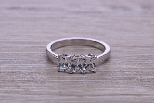 1.25ct Emerald cut Moissanite Diamond set Platinum Ring