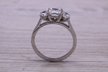 Load image into Gallery viewer, 1.50ct Square and Round cut Moissanite Diamond set Platinum Trilogy Ring