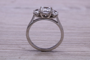 1.50ct Square and Round cut Moissanite Diamond set Platinum Trilogy Ring