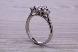 1.50ct Square and Round cut Moissanite Diamond set Platinum Trilogy Ring