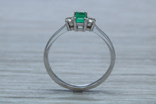Load image into Gallery viewer, Dainty Emerald and Diamond Trilogy Ring