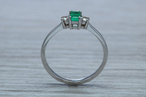 Dainty Emerald and Diamond Trilogy Ring