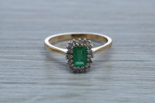Load image into Gallery viewer, Emerald and Diamond Halo set Ring