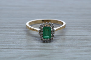 Emerald and Diamond Halo set Ring