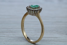 Load image into Gallery viewer, Emerald and Diamond Halo set Ring