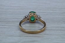 Load image into Gallery viewer, 1.50ct Emerald and Diamond set Trilogy Ring