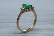 Load image into Gallery viewer, 1.50ct Emerald and Diamond set Trilogy Ring