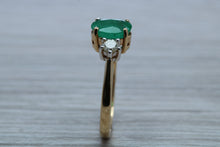 Load image into Gallery viewer, 1.50ct Emerald and Diamond set Trilogy Ring