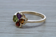 Load image into Gallery viewer, Four Clover Leaf Multi Gemstone set Ring