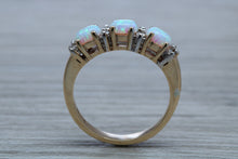 Load image into Gallery viewer, Fiery Opal and Diamonds set Yellow Gold Ring